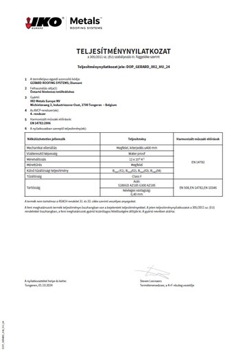 TELJESÍTMÉNYNYILATKOZAT: Diamant