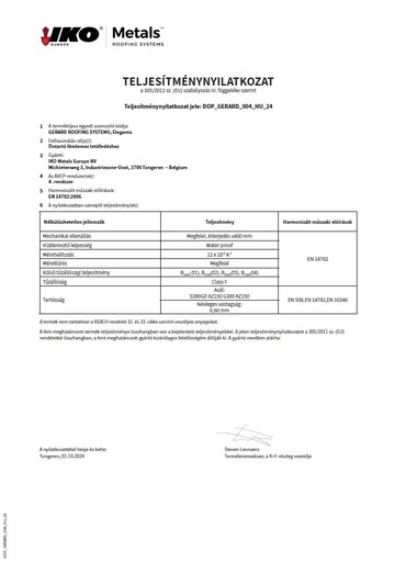 TELJESÍTMÉNYNYILATKOZAT: Eleganta