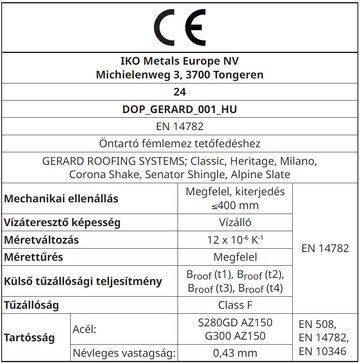 CE Labels: Classic, Heritage, Milano, Corona Shake, Senator Shingle, Alpine Slate